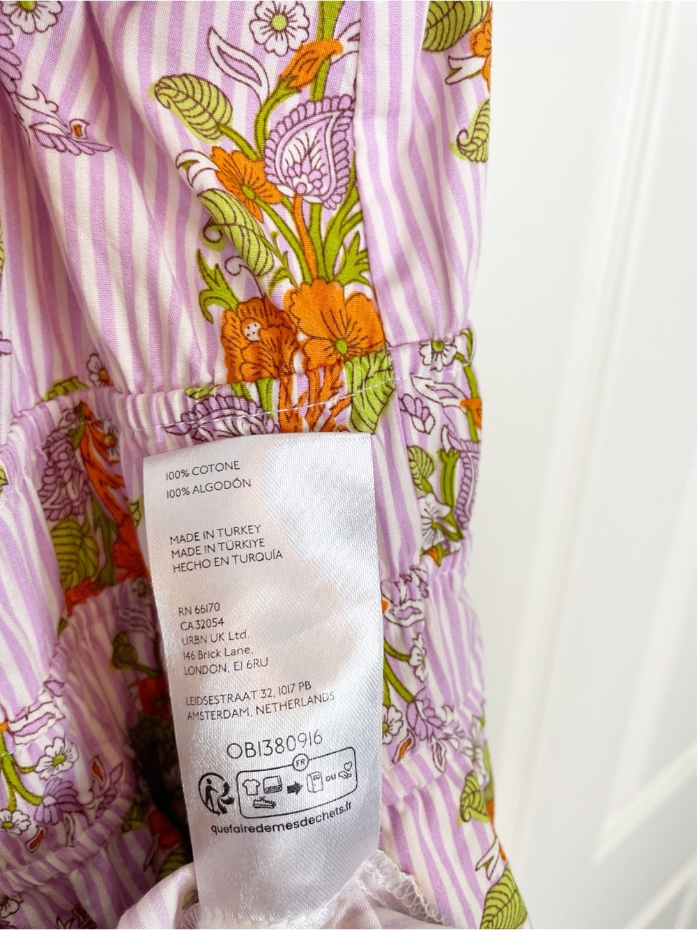Anthropologie Somerset Lavender Stripe Floral Mini Dress Cotton Poplin Sz L - Picture 10 of 11